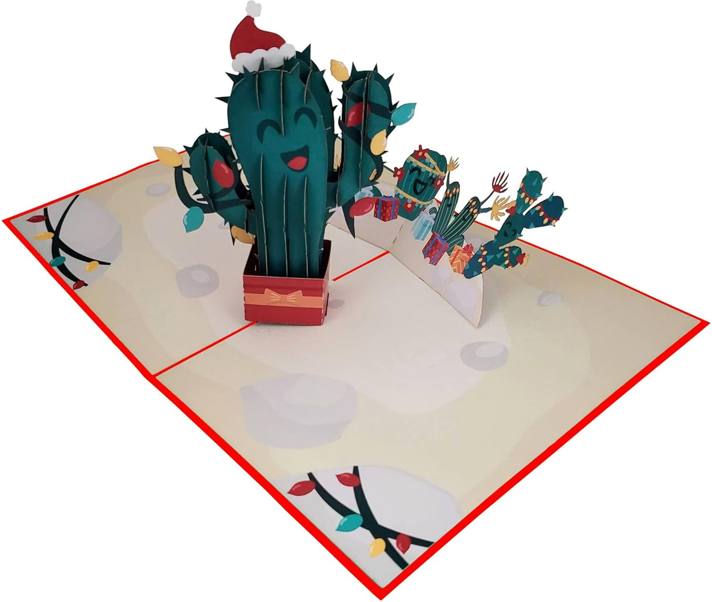 iGifts And Cards Christmas Cactus Pop-Up 3D Card – Funny Holiday Greeting for Summer Xmas, Warm Climate Celebrations, Happy Holidays Fun Wishes, Best Friends & Neighbors – 5" x 7"