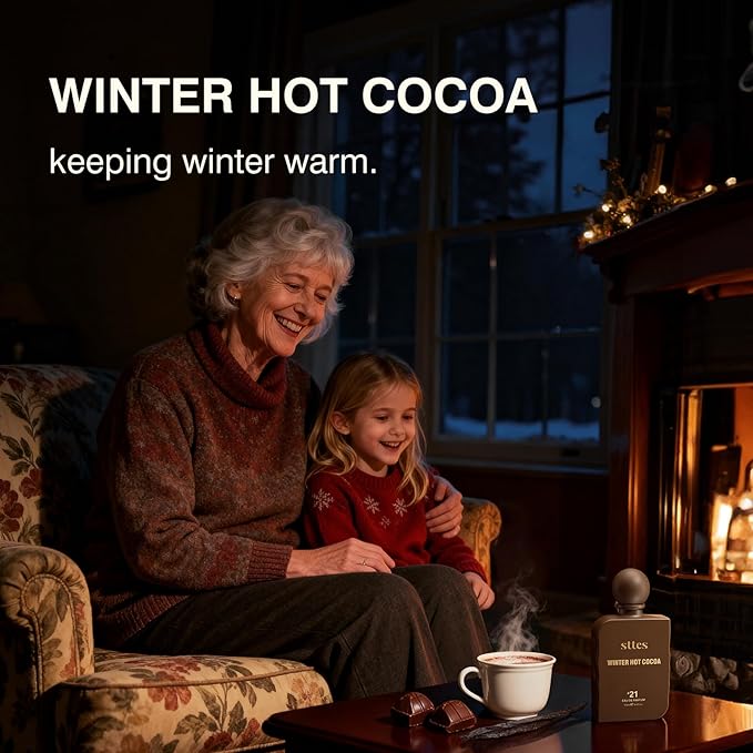 Sttes Perfume #21 for Women – Winter Hot Cocoa Eau de Parfum, Warm Cocoa, The Exact Sweetness You Remember:Hot Milk & Soft Vanilla Scent, Long-Lasting Sweet Gourmand Fragrance, 100ml