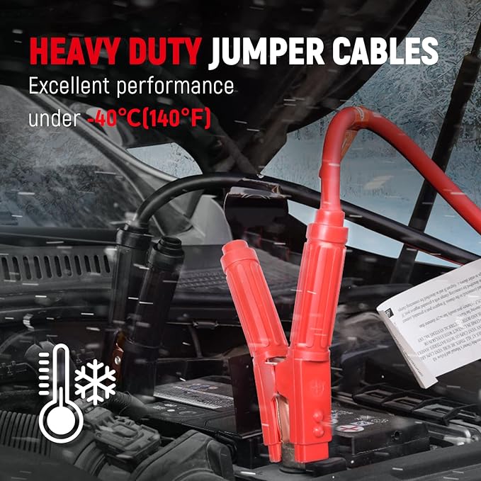 TOPDC Heavy Duty Jumper Cables 0 Gauge 20 Feet 1000Amp Booster Cables for Car Battery, 2/0 Gauge Cables for 12V & 24V Diesel Trucks,SUVs and Trucks, Protable Jumper Cables Kit with Case, Gloves