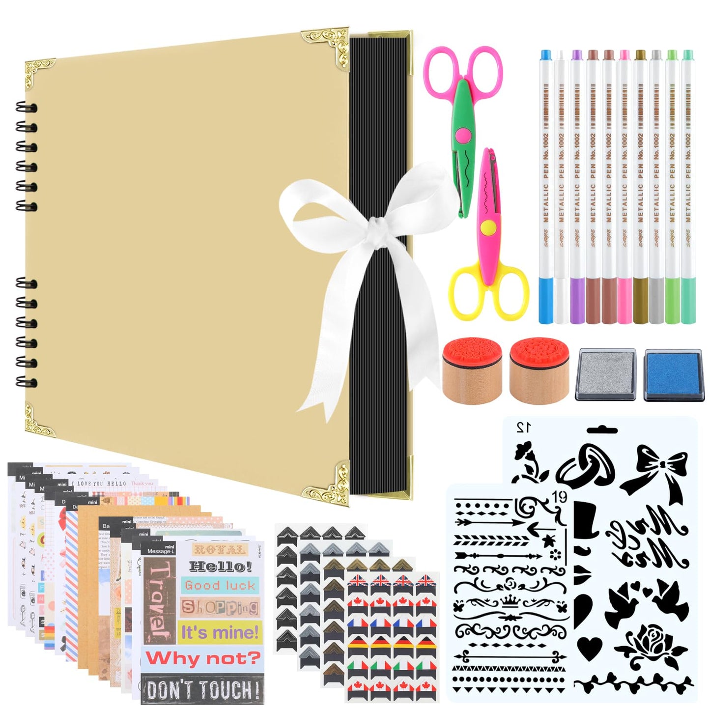 Scrapbook Photo Album DIY Kit, Baby Scrapbook Album,Wedding Guest Book,Anniversary Scrapbook, School Memory Book, Keepsake Handmade,with Many Accessories, 80 Pages (11.6x8.3 inchs, Brown)