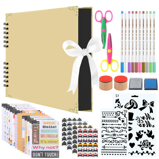 Scrapbook Photo Album DIY Kit, Baby Scrapbook Album,Wedding Guest Book,Anniversary Scrapbook, School Memory Book, Keepsake Handmade,with Many Accessories, 80 Pages (11.6x8.3 inchs, Brown)