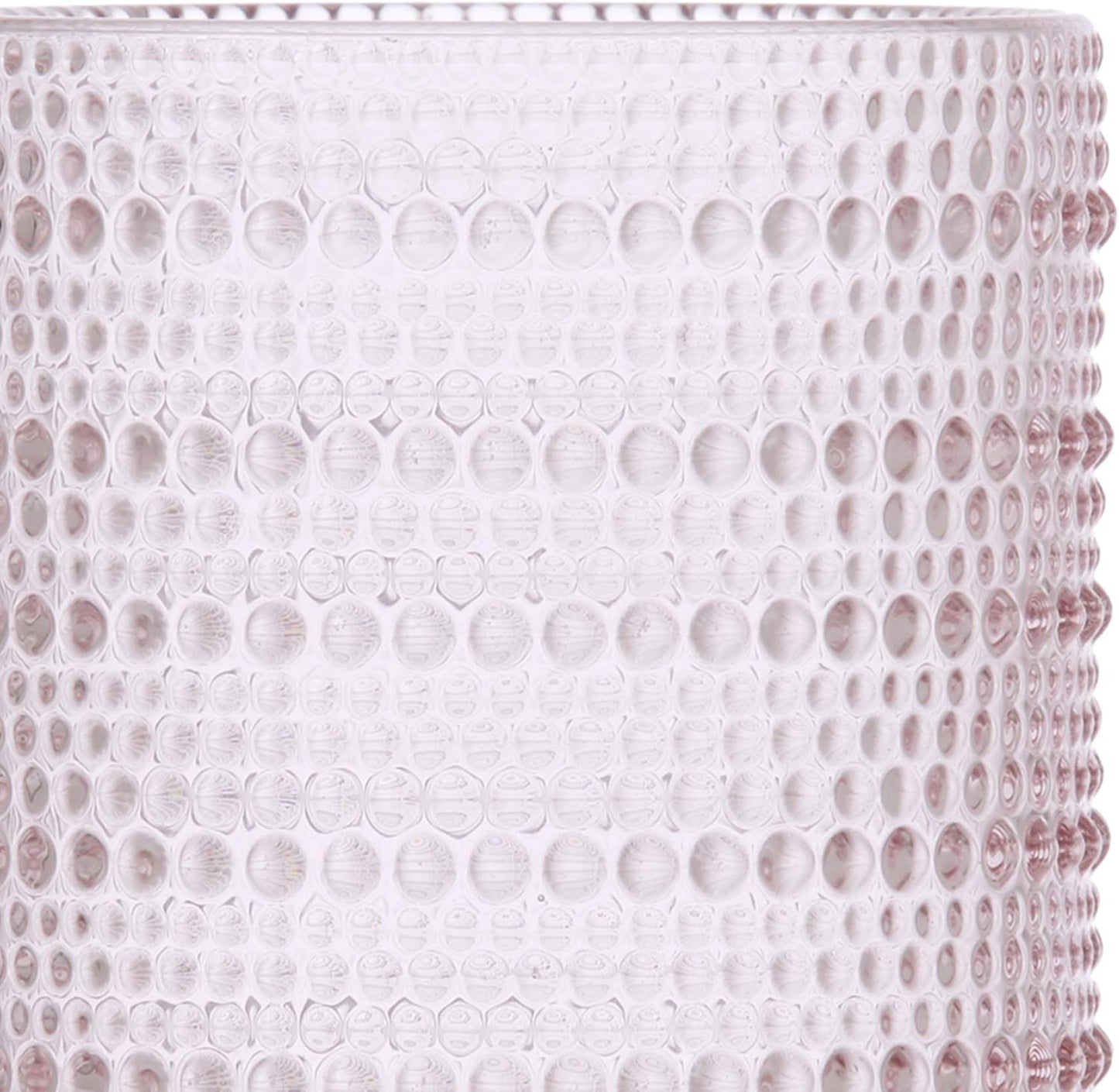 Fortessa Jupiter Beaded Hobnail Glass, 10 Ounce Double Old Fashioned (Set of 4), Pink