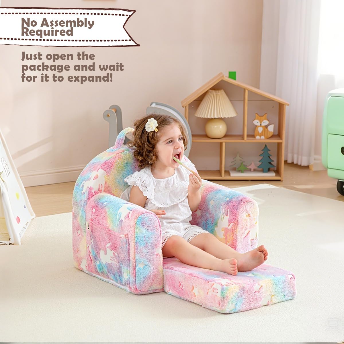 Toddler Chair Comfy,Toddler Couch Fold Out, 2-in-1 Kids Chair,Flip Out Kids Couch,Toddler Sofa Convertible,Children Reading Chair for Age 1-3(Pink)