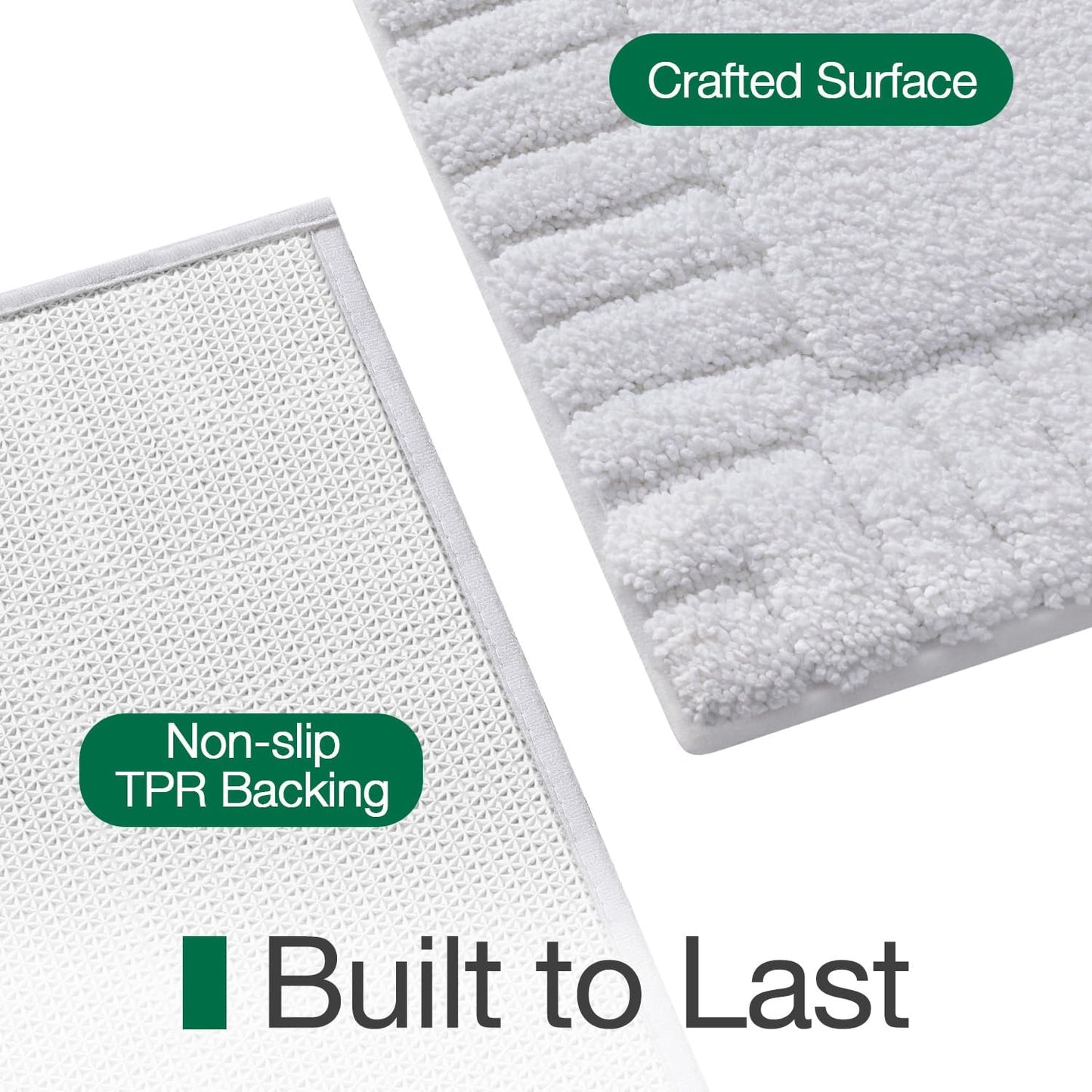 LUMI Bathroom Rugs Non Slip with Rubber Backing, Extra Soft Plush Microfiber Bath Rug Absorbent, Machine Washable Bath Mat Quick Dry for Tub, Shower, Hotel, White, 24"x43"