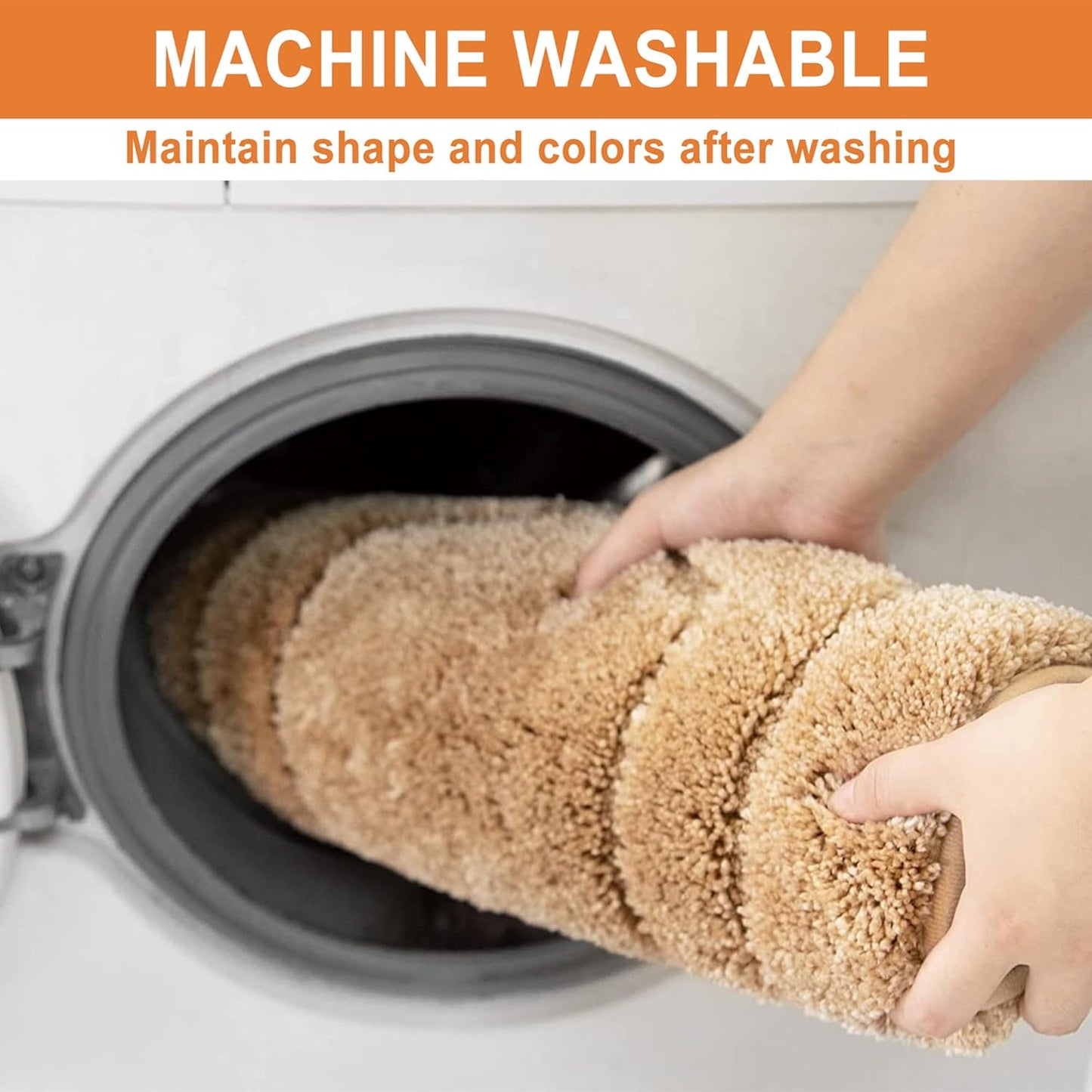 BEQHAUSE-Bathroom-Rug-Non-Slip-Bath-Mat-Soft and Absorbent Shower Mat Polyester Bath Mats for Bathroom Machine Washable Bath Rugs Beige Bathrooms Rug for Shower Sink Bathtub,16"x24"