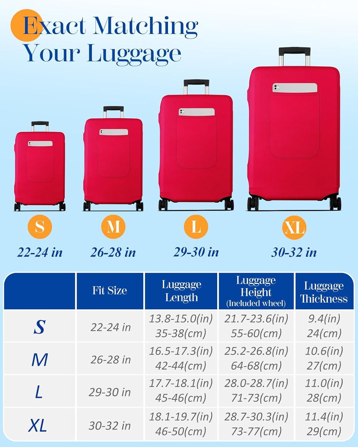 Slohif Luggage Cover for Suitcase Tsa Approved Protector - Luggage Sleeve Suit Case Cover Travel Stretch Large Baggage Case Protective Washable Fit 26-28 Inch Wine Red