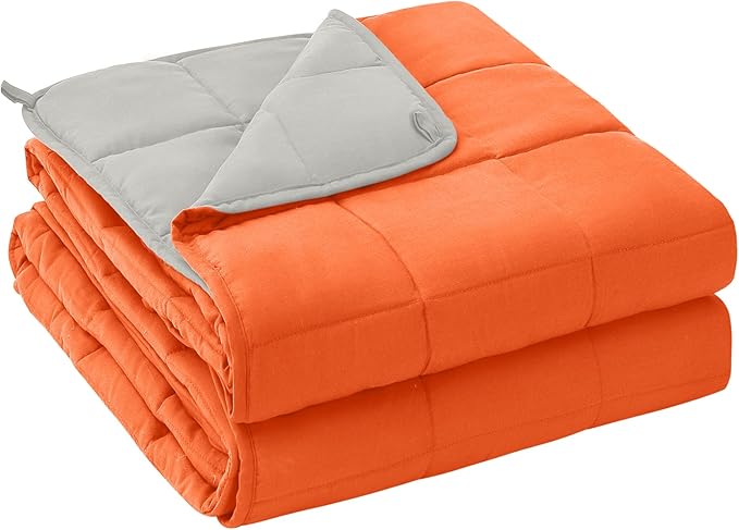 yescool Weighted Blanket for Adults (10 lbs, 48" x 72", Orange) Cooling Heavy Blanket for Sleeping Perfect for 90-110 lbs, Twin Size Breathable Blanket with Premium Glass Bead, Machine Washable