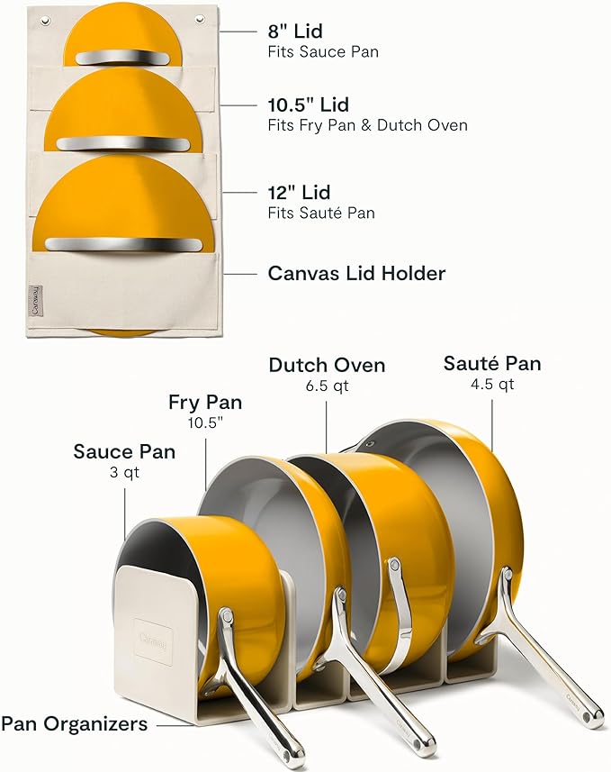 Caraway 23-Piece Nonstick Ceramic Cookware & Bakeware Set – Pots, Frying Pans, Lids, Baking Sheets, Pans, Cooling Rack & Storage – Oven Safe, Non-Toxic – Compatible with All Stovetops - Marigold