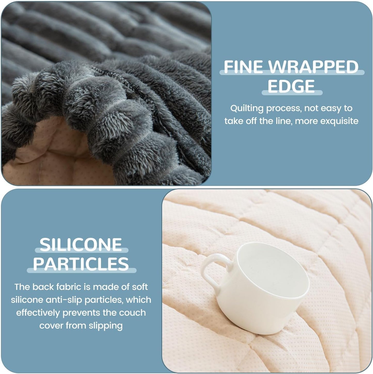 OTOB Couch Covers for Dogs Washable, Non Slip Plush Sofa Cover Kids Pet Friendly Furniture Protector, All Seasons Soft Cozy Fuzzy Sofa Slipcovers Dog Bed Mats (Dark Gray, 31.5" x 63.0'')