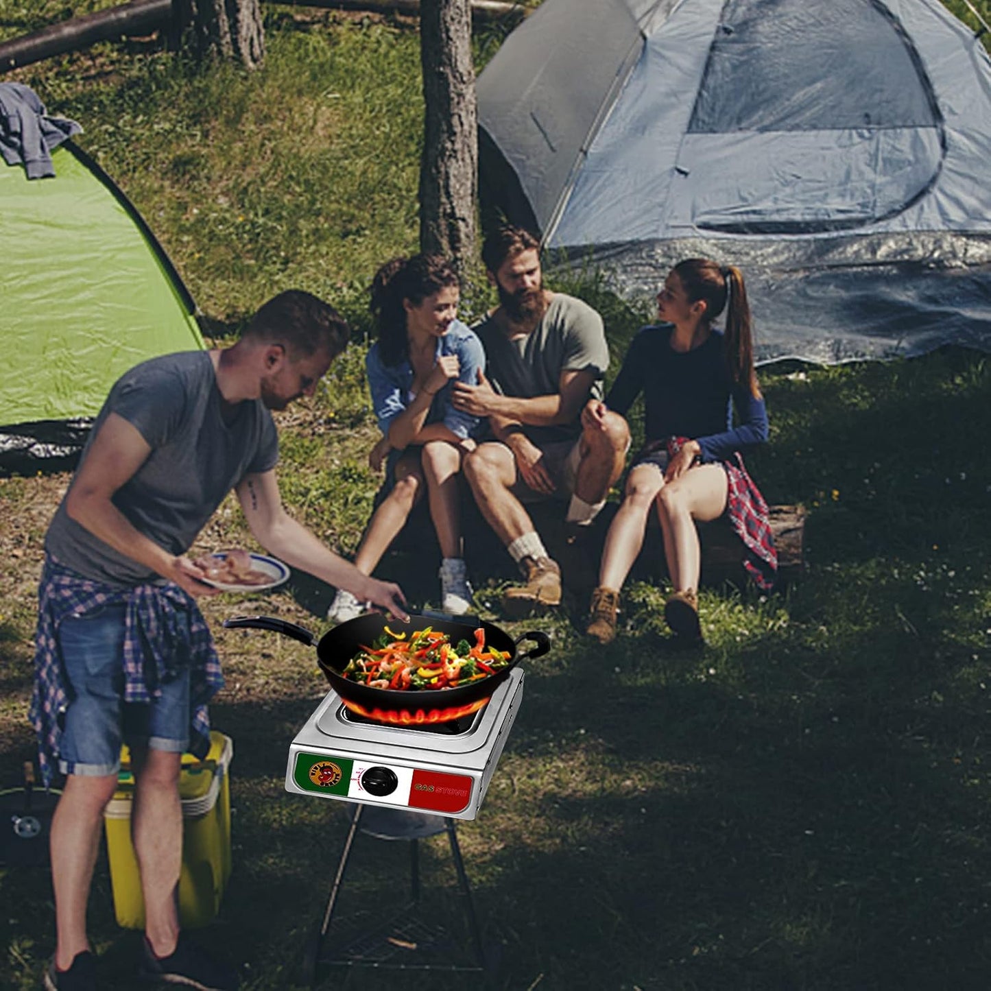 Vivicreate 10000 BTU Single Burner Propane Gas Stove Outdoor Camping Cooker Portable Stainless Steel Cooktop with Hose for BBQ Frying Boiling High BTU Estufa de Gas Portátil Fogón de Gas