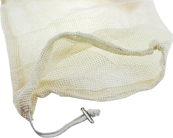 6PCS White Eco Friendly Organic Cotton Drawstring Mesh Bag 300mm Reusable Fruit and Vegetable Pouch