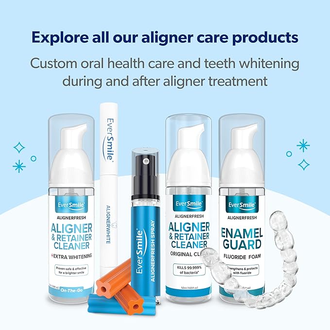 EverSmile AlignerFresh Original Clean Foam – Cleaner Compatible w/Invisalign and All Clear Aligners & Retainers – Eliminates Bacteria, Whitens Teeth, Fights Bad Breath – 50ml (2 Pack)