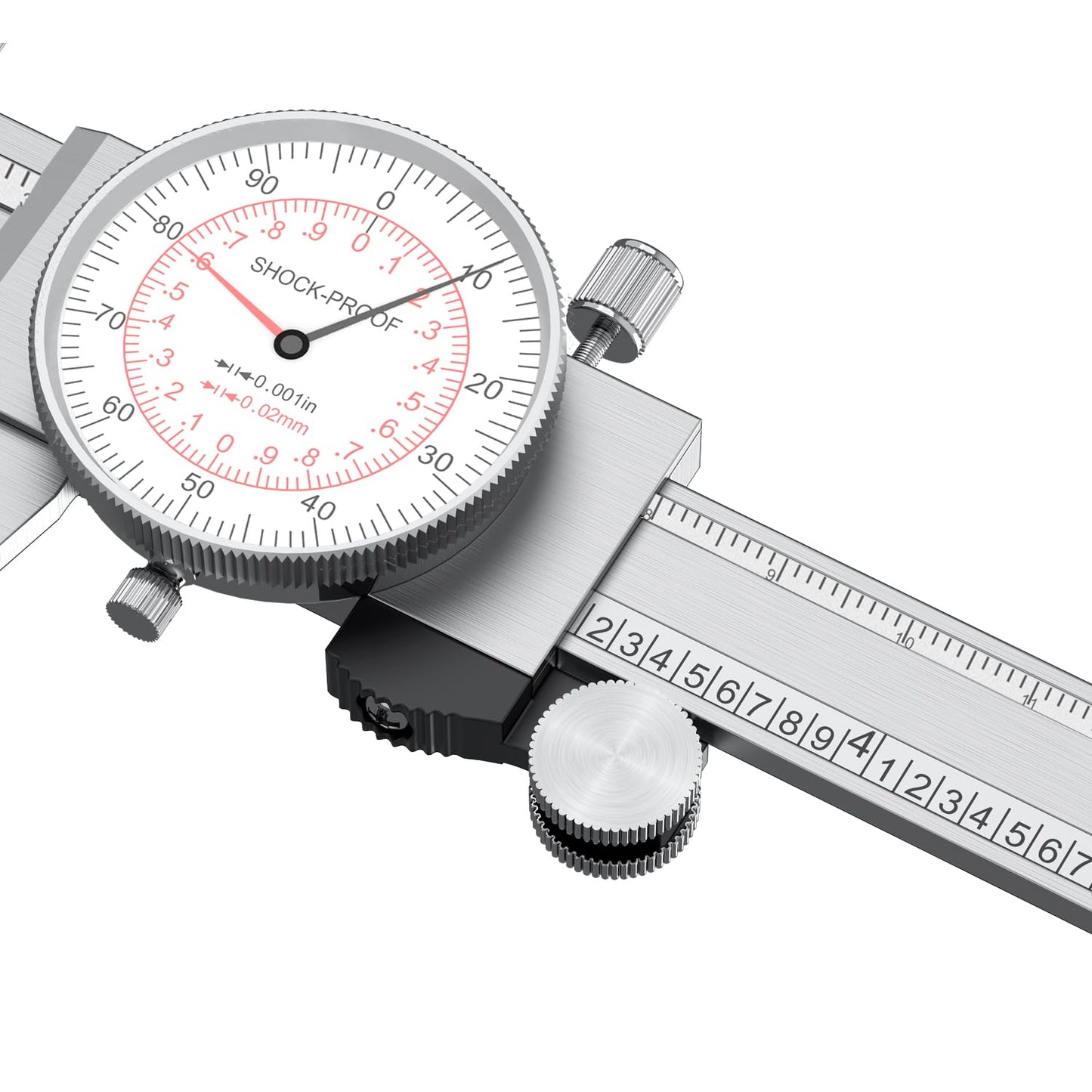 HDLNKAK Dial Caliper 0-6"/150mm Dual Reading Scale, Inch/Metric SAE Standard, Stainless Steel Caliper Measuring Tool Accurate to 0.001”/ 0.02 mm, Silver
