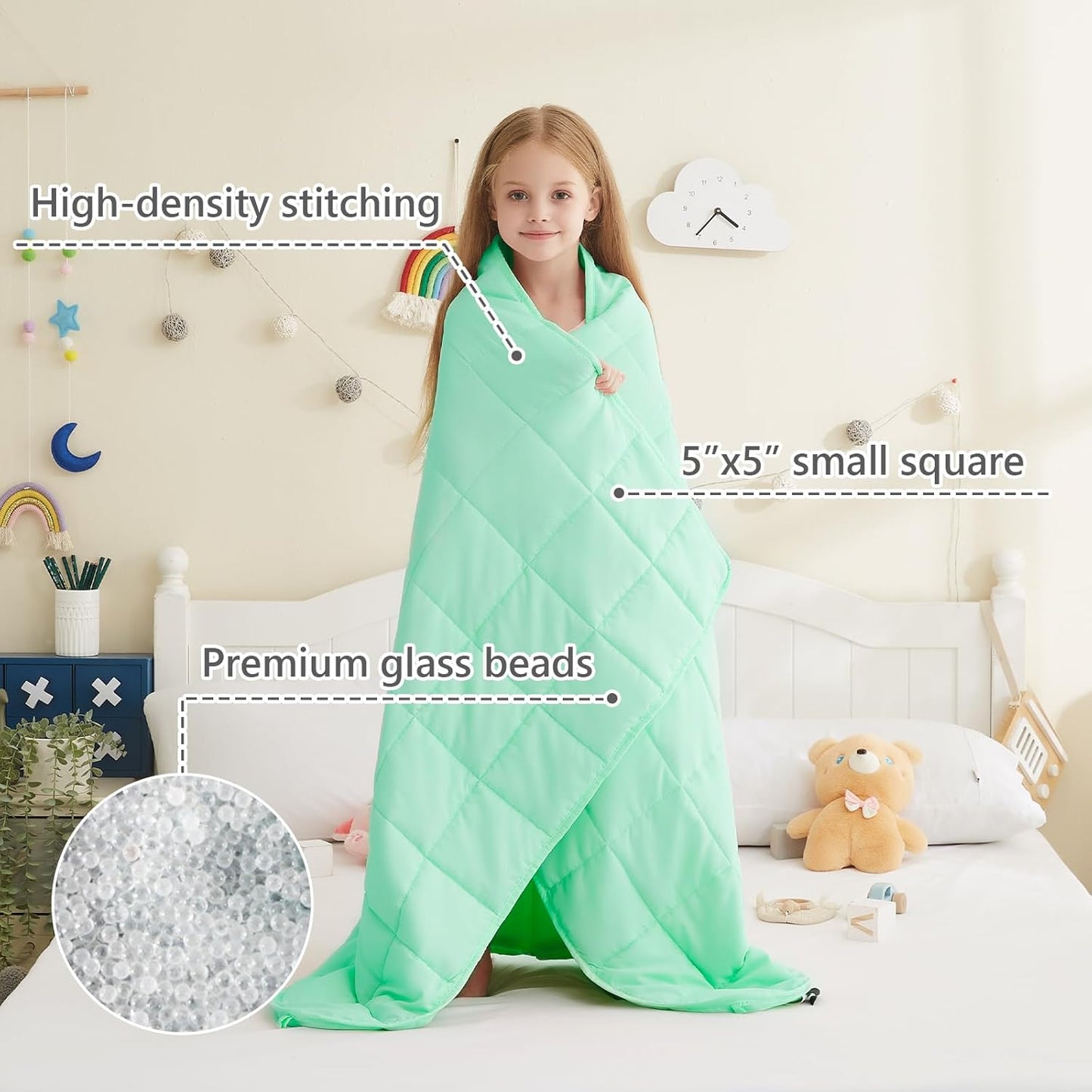 L'AGRATY Weighted Blanket - 36"x48" 3lbs Weighted Blanket Microfiber Material with Glass Beads Small Blanket for All-Season Summer Fall Winter Soft Thick Blanket