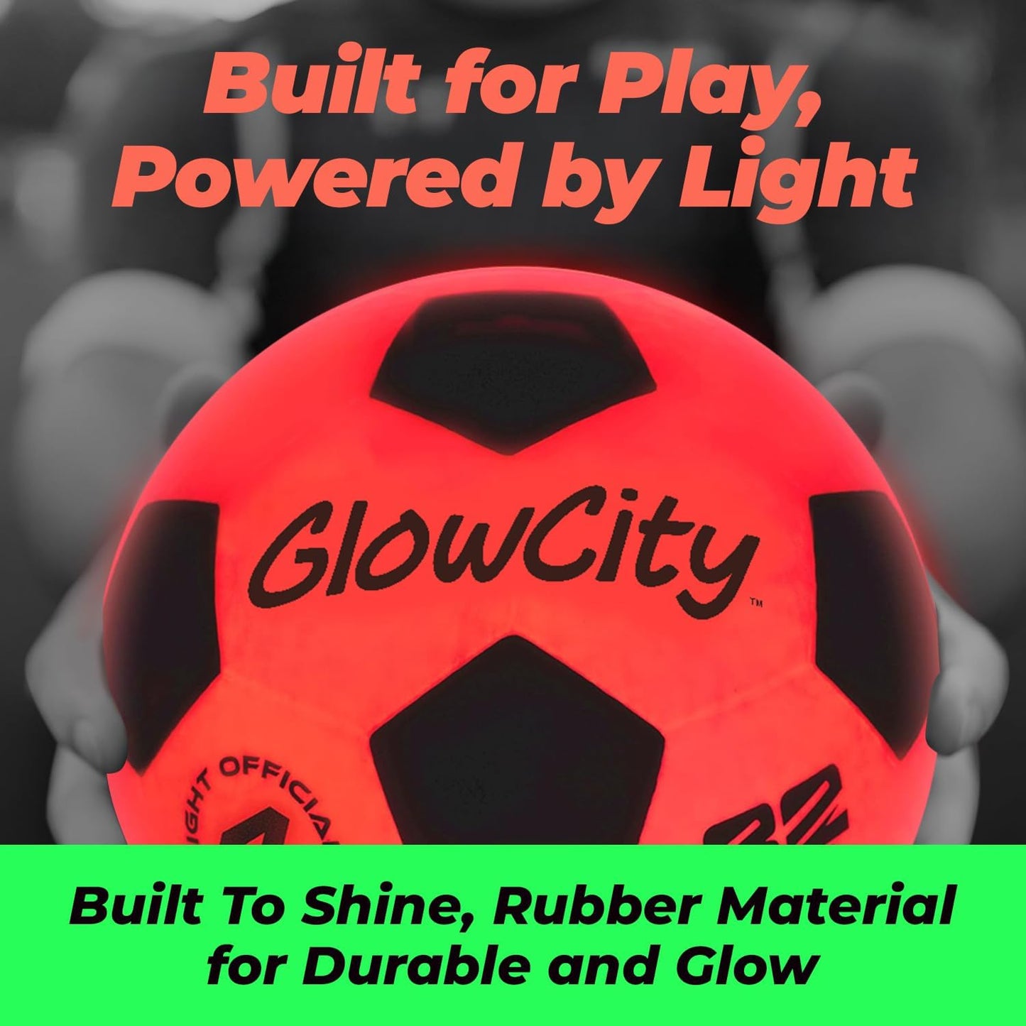 GlowCity Glow in The Dark Soccer Ball - Sizes 3, 4, 5 for Kids, Teens & Adults - Light Up Soccer Ball with 2 LED Lights - Sports Birthday Gifts Ideas for Boys & Teenagers Ages 6 7 8 9 10 11 12 13 14