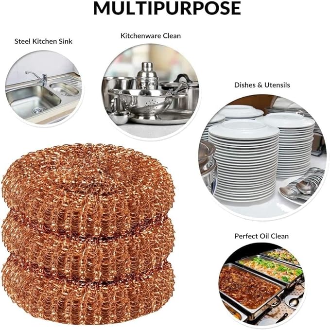 12 Pack Copper Coated Scourers Scrubber Pad, Kitchen Cleaning Soldering Copper Coated Cleaner