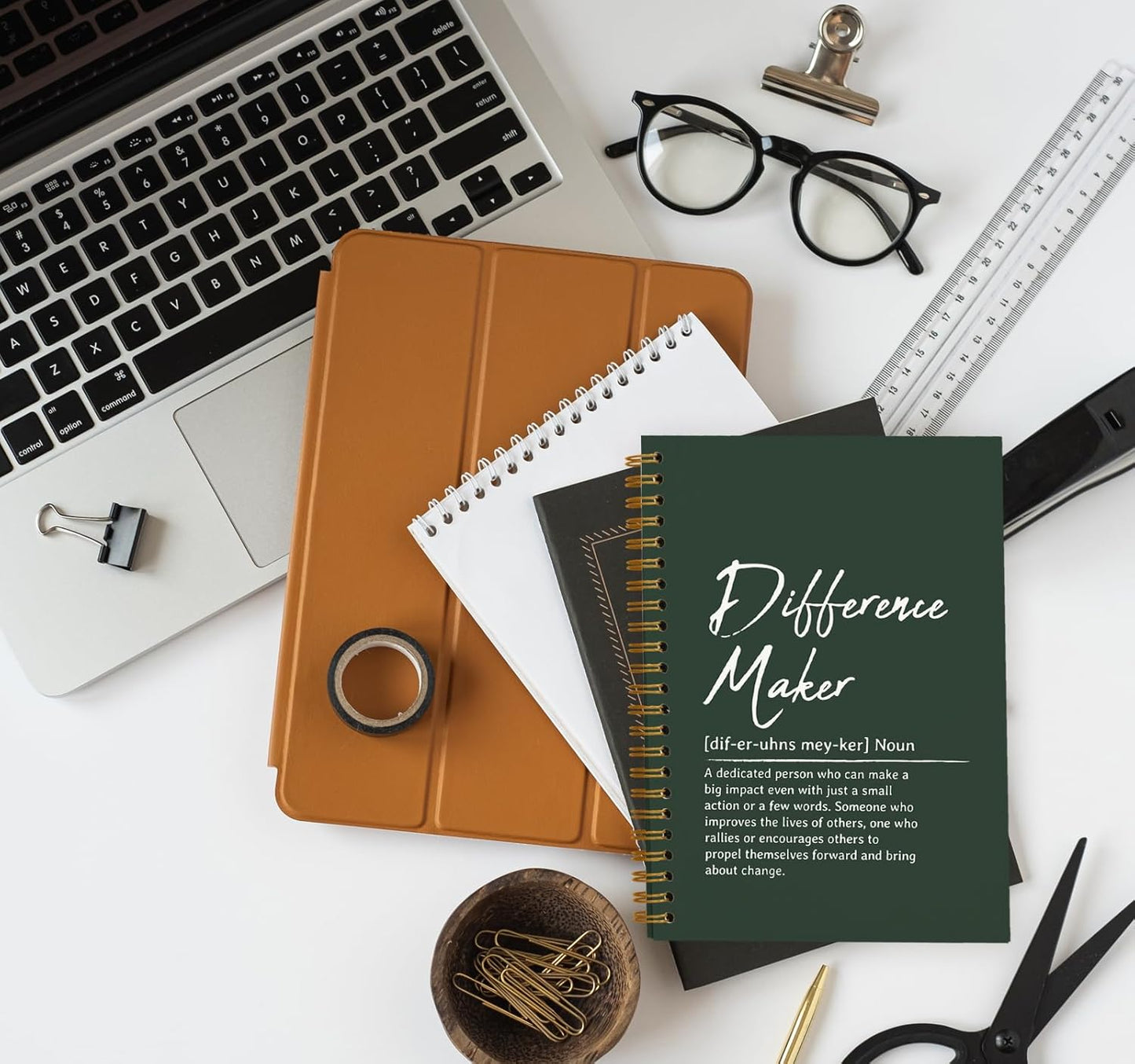 OXW Difference Maker Gift Notebook Journal, Office Notebook for Work, Thank You Gifts for Leader Mentor Boss, Leadership Gifts Journal, Dark Gren Spiral Notebook 5.5 x 8.3