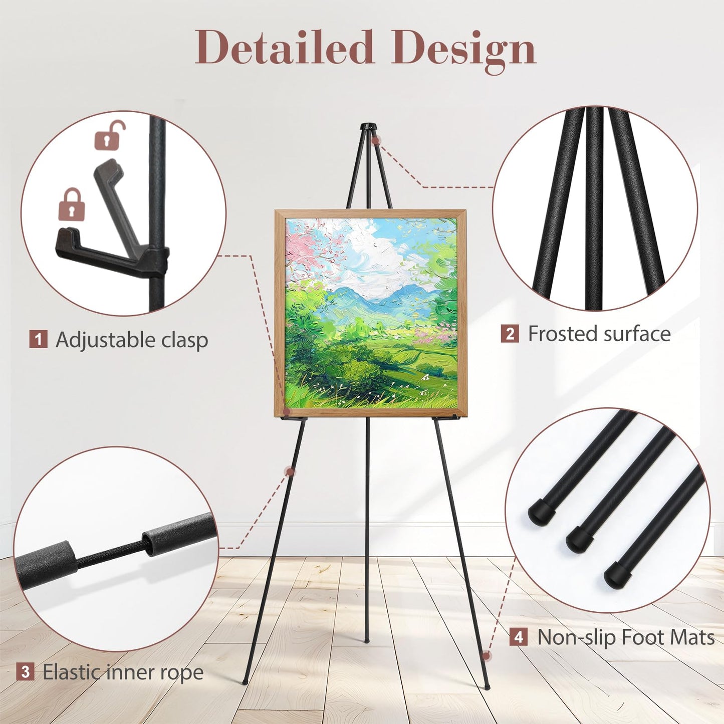 AZEAM 63" Easel Stand for Sign, 3 Pack Portable Easel for Painting, Foldable Black Metal Easel Display Stand Poster Holder Adjustable Sign Stand for Display Wedding Arts Poster