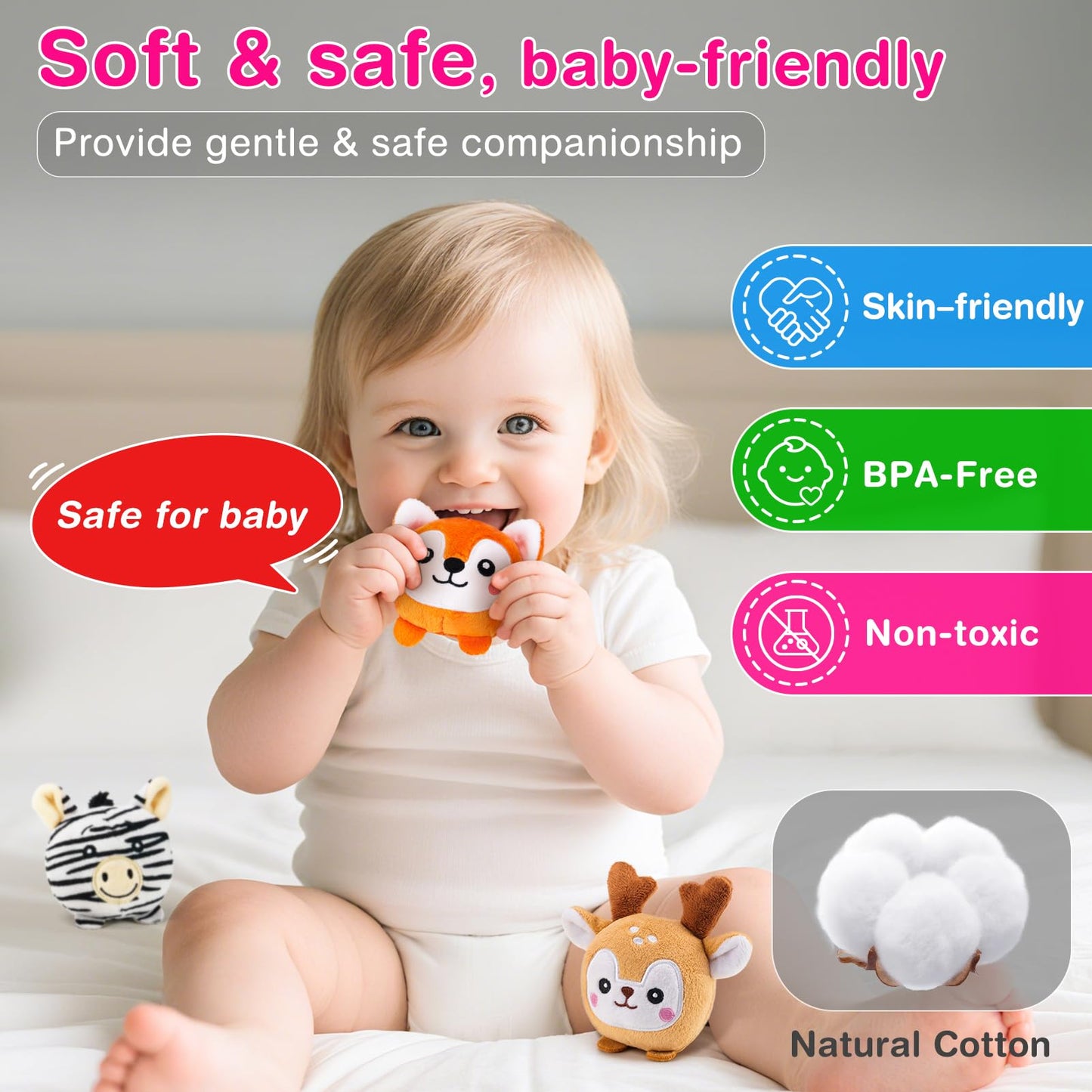 NECTAR BABY Soft Baby Sensory Toys - Squirrel Barn with 6 Stuffed Zoo Animals - Rattles, Crinkles, Squeak, Mirror - Montessori Toys for 6-12 Months Infant & 1-3 Years Toddlers Gifts & Travel Toy