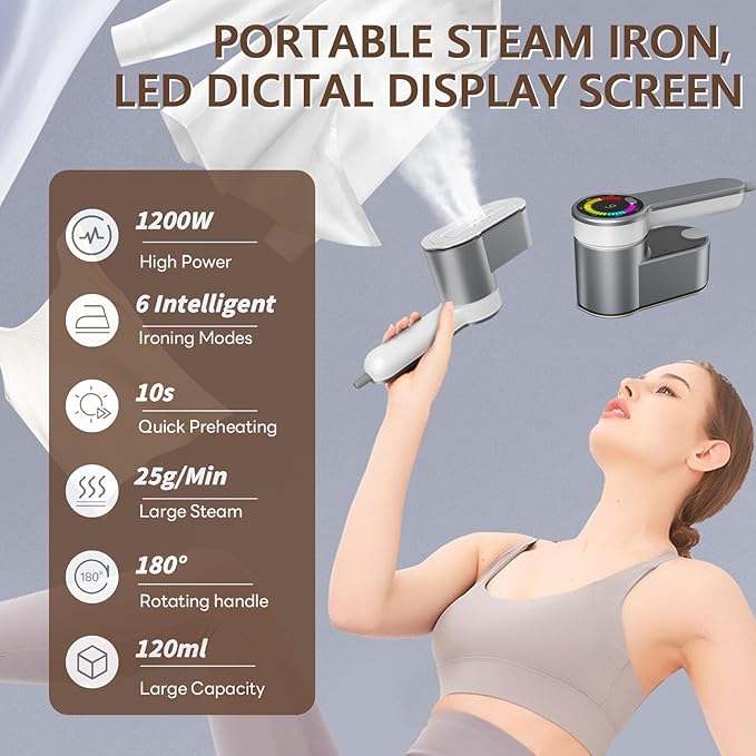 Steamer for Clothes, Portable Travel Handheld Clothing Wrinkles Remover for Clothes, 10s Fast Heat-up, Portable Garment Steamer for (110-120V) Countries, for Home, Travel