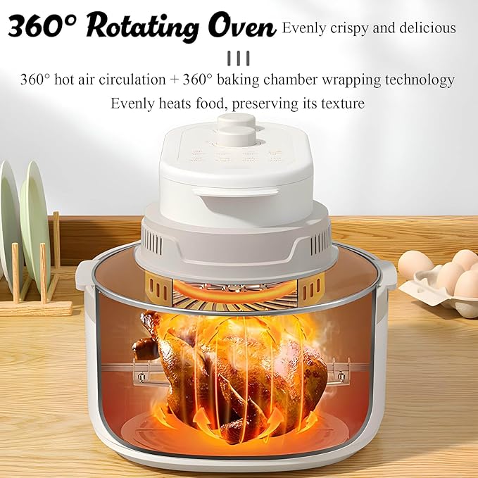 Rotatable 8-in-1 Air Fryer Toaster Oven Combo 7.5QT Large Glass Air Fryer, Rapid HotAir Tech, Family-Size Smart Cooker, Trending Modern Kitchen Essential for Healthy Meals,Random color