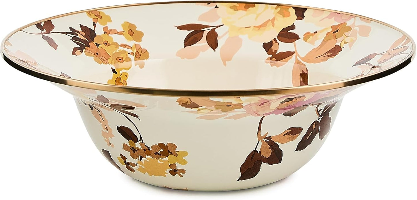 MACKENZIE-CHILDS Enamel Serving Bowl, Serveware and Kitchen Decor, Wild Rose White