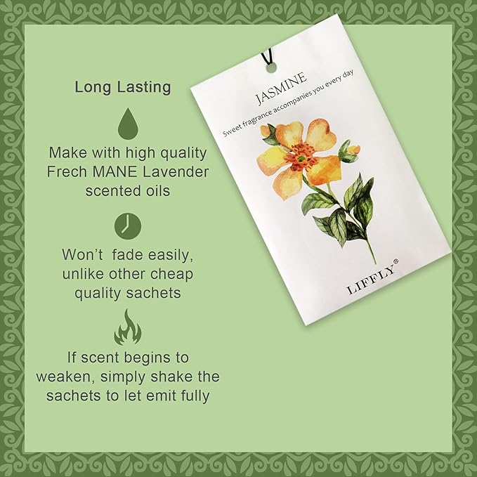 14 Packs Scented Sachets for Drawers and Closets Lavender, Rose, Jasmine, Ocean, Vanilla, Sandalwood, Gardenia 7 Scent Gift Box