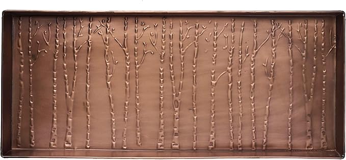 HF by LT Birch Forest Pattern Metal Boot Storage Tray, 30 x 13 inches, Antique Copper Finish