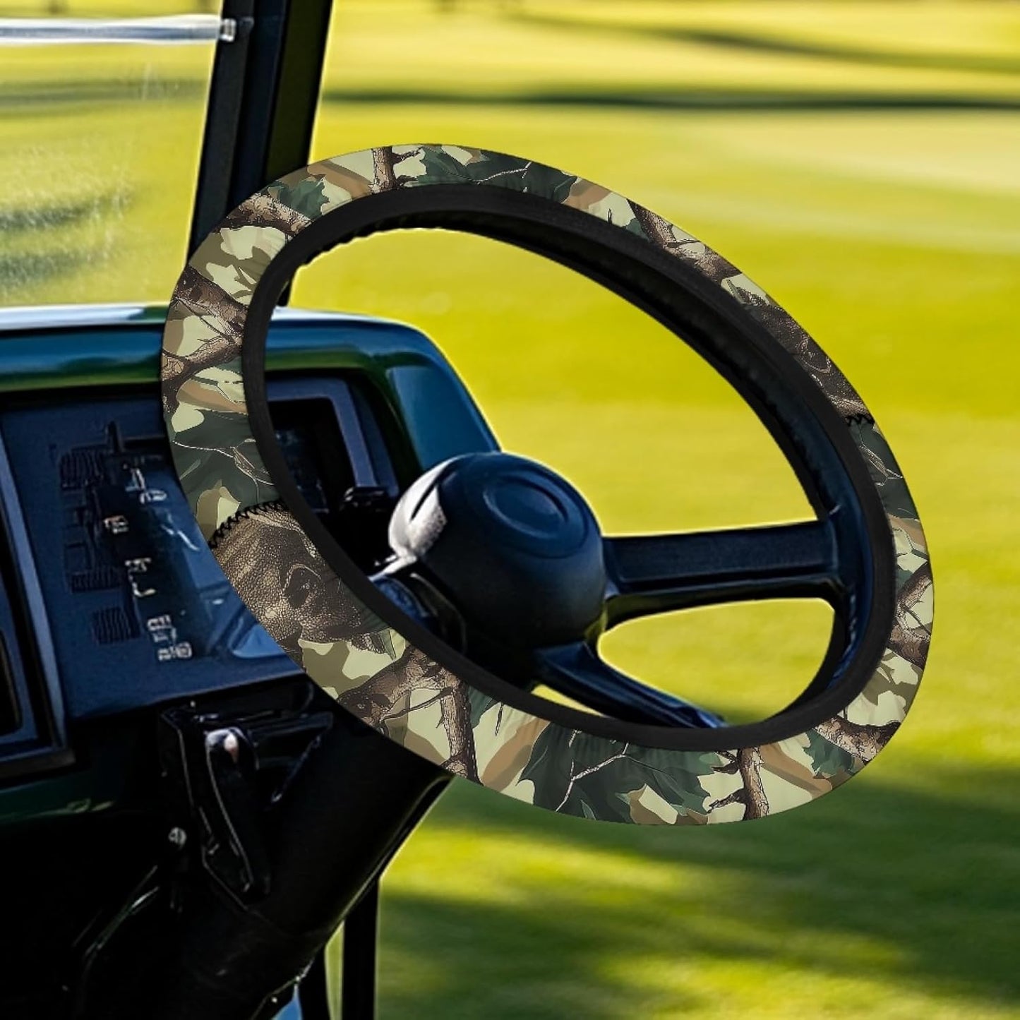 Camo Hunting Golf Cart Steering Wheel Cover Green Oak Golf Cart Steering Wheel Covers for Club Car Steering Wheel Cover