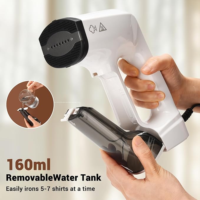Vacuum Steamer for Clothes, Handheld Travel Steamer with 3200Pa Suction & Dual Mode, 30s Fast Heat-Up, Portable Instantly Dry Garment Steamer Iron (for 110-120V) - White
