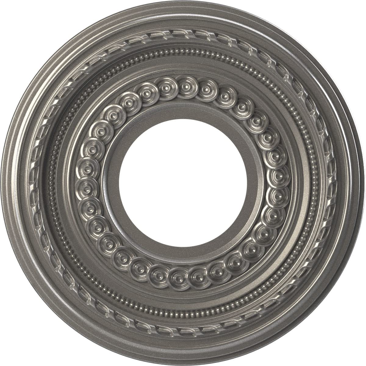 Ekena Millwork 10Od X 3 1/2Id X 3/4P Cole Thermoformed Pvc Ceiling Medallion (Fits Canopies Up To 4 1/4), Aged Dark Steel