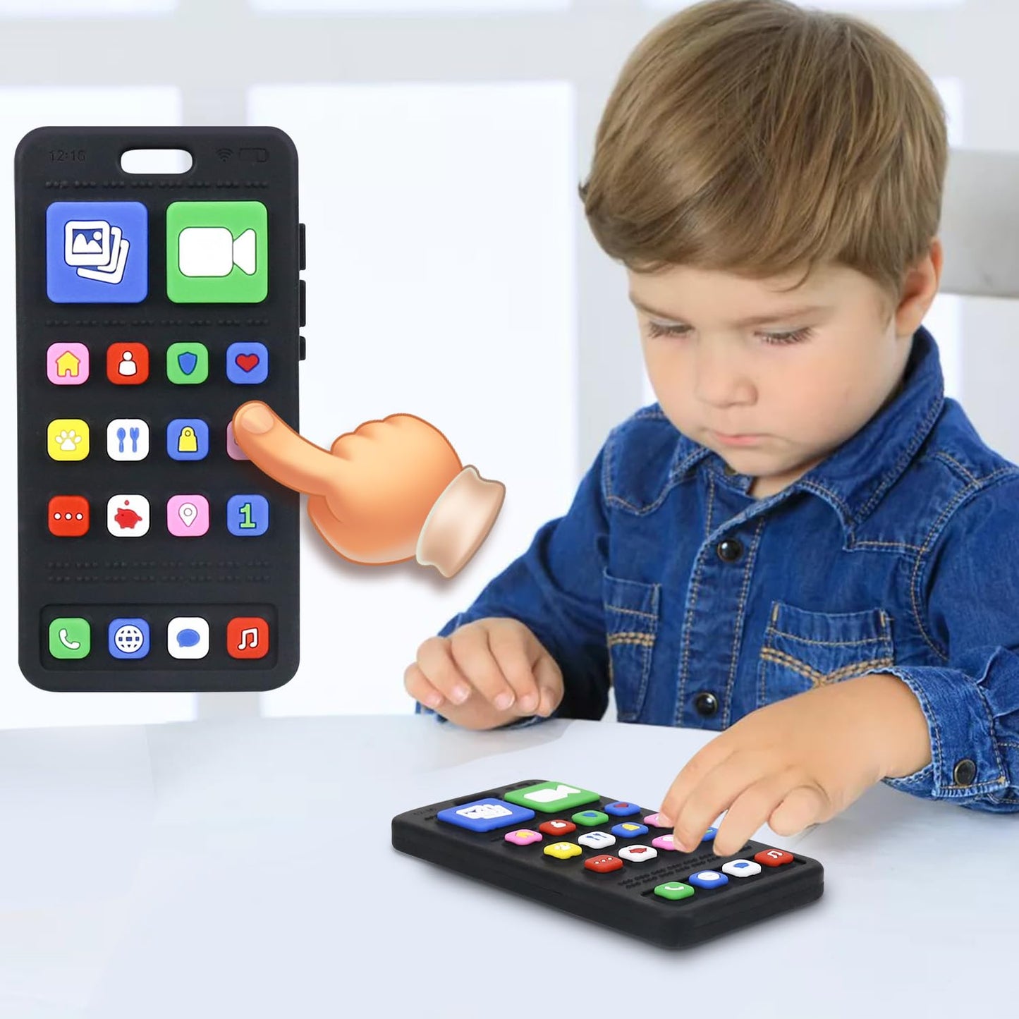 SLUQQHDU Baby Silicone Teething Toys for Babies 0-6 Months,Phone and Remote Teether Toys for Toddlers 6-12 Months,2 Pack Teether Toys Sensory Toys for Babies,Baby Chew Toys for 6-12-18 Months