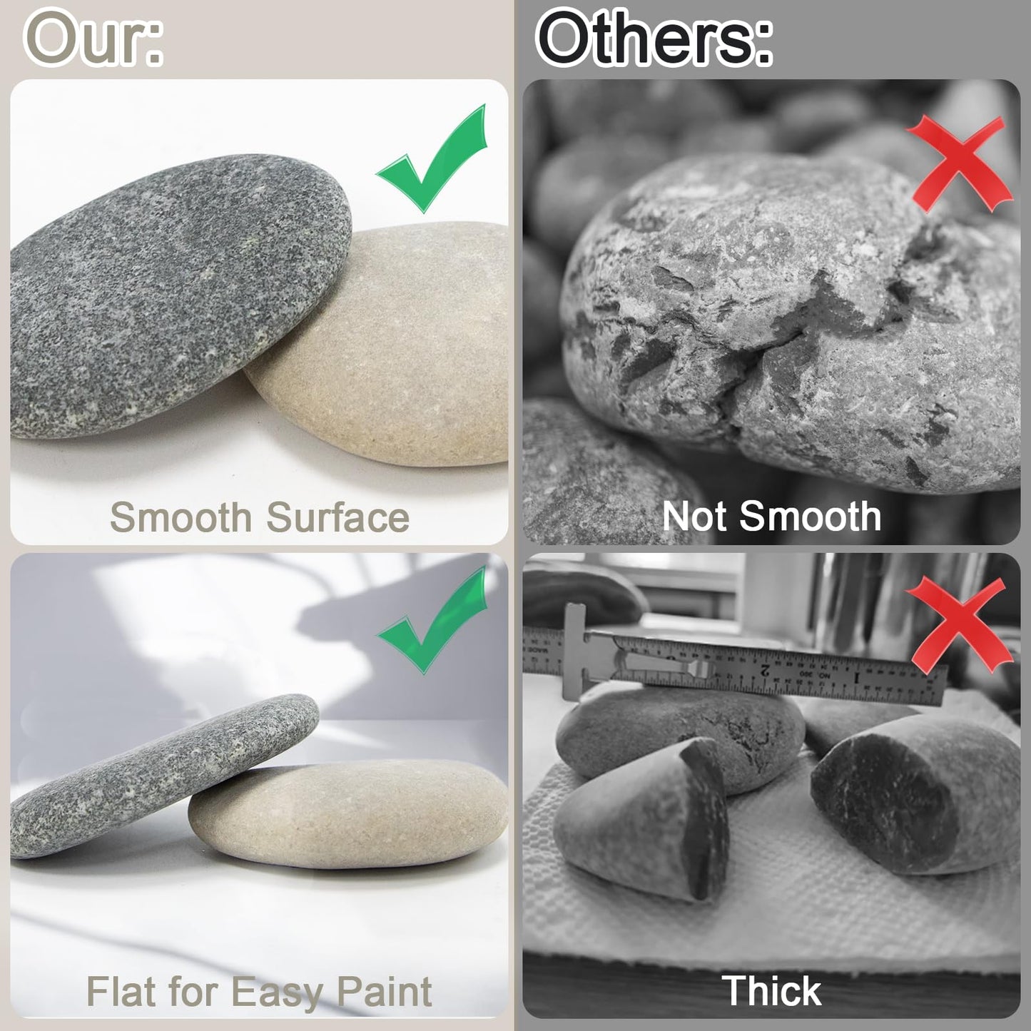 Markdang Rocks for Painting 10 Pcs 2.7-4” Large River Rock for Paint Natural Flat & Smooth Stones for Painting for Kids & Adult Craft Gift