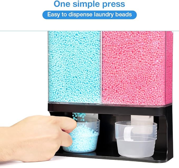 Conworld Laundry Detergent Dispenser, Wall-Mounted Scent Booster Beads Dispenser for Laundry Organizer, Laundry Beads Container, Rice Dispenser, Black