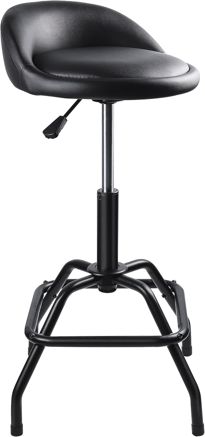 SMART JERRY - Garage Shop Stools, Counter Height Bar Stools, Swivel Barstools Height Adjustable, Work Bench Stool with Back, Kitchen Bar Height Chairs, Black (330lb Weight Capacity)
