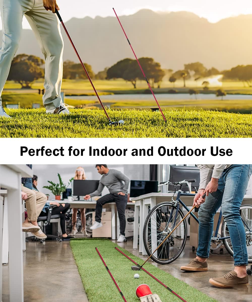 Rhino Valley Golf Alignment Sticks - 48" Collapsible Golf Practice Rods for Aiming, Putting, Full Swing Trainer, Posture Corrector with Clear Tube Case, Golf Training Equipment