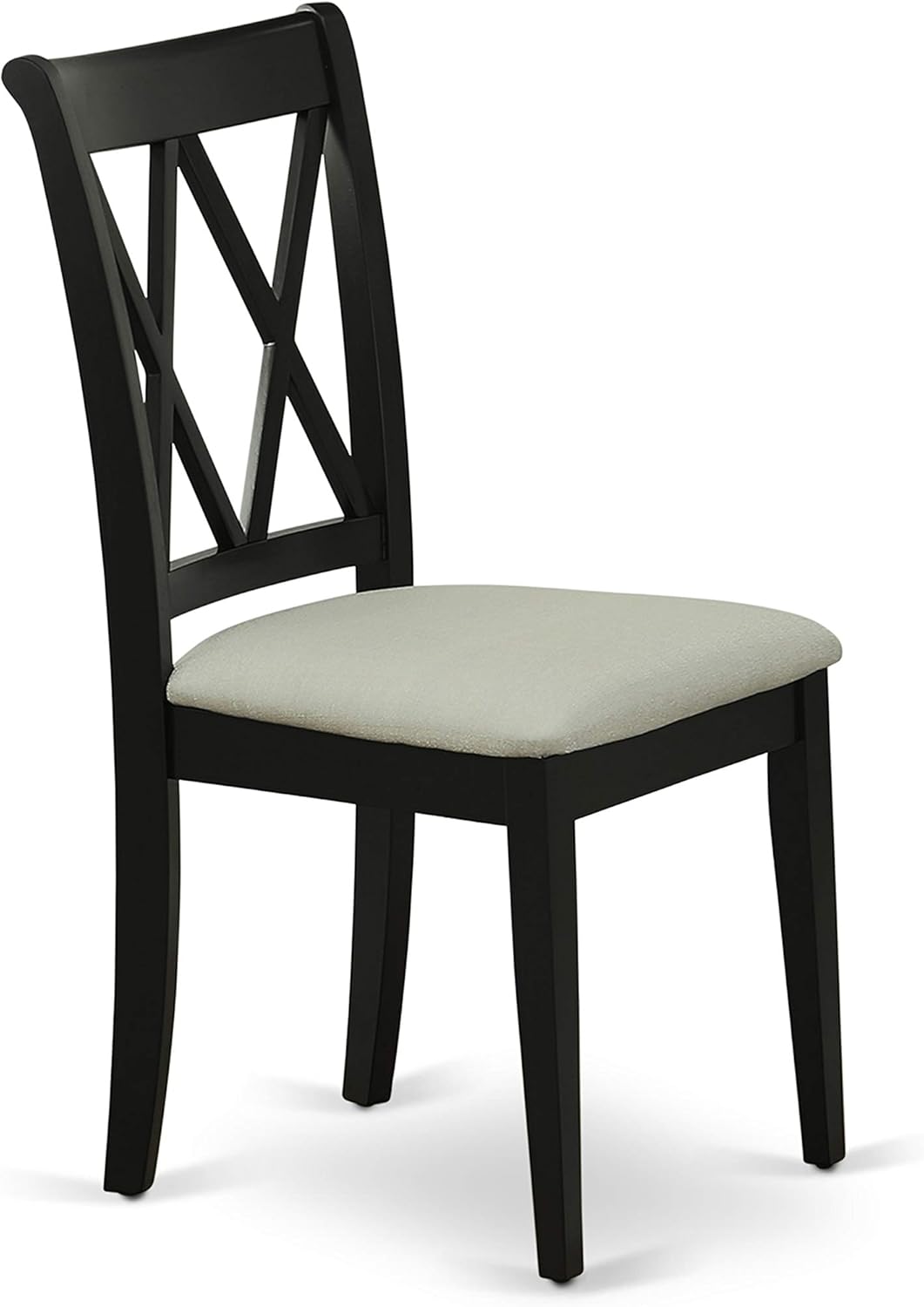 East West Furniture SHCL3-BLK-C 3 Piece Modern Dining Table Set Contains a Round Kitchen Table with Pedestal and 2 Linen Fabric Kitchen Dining Chairs, 42x42 Inch, Black