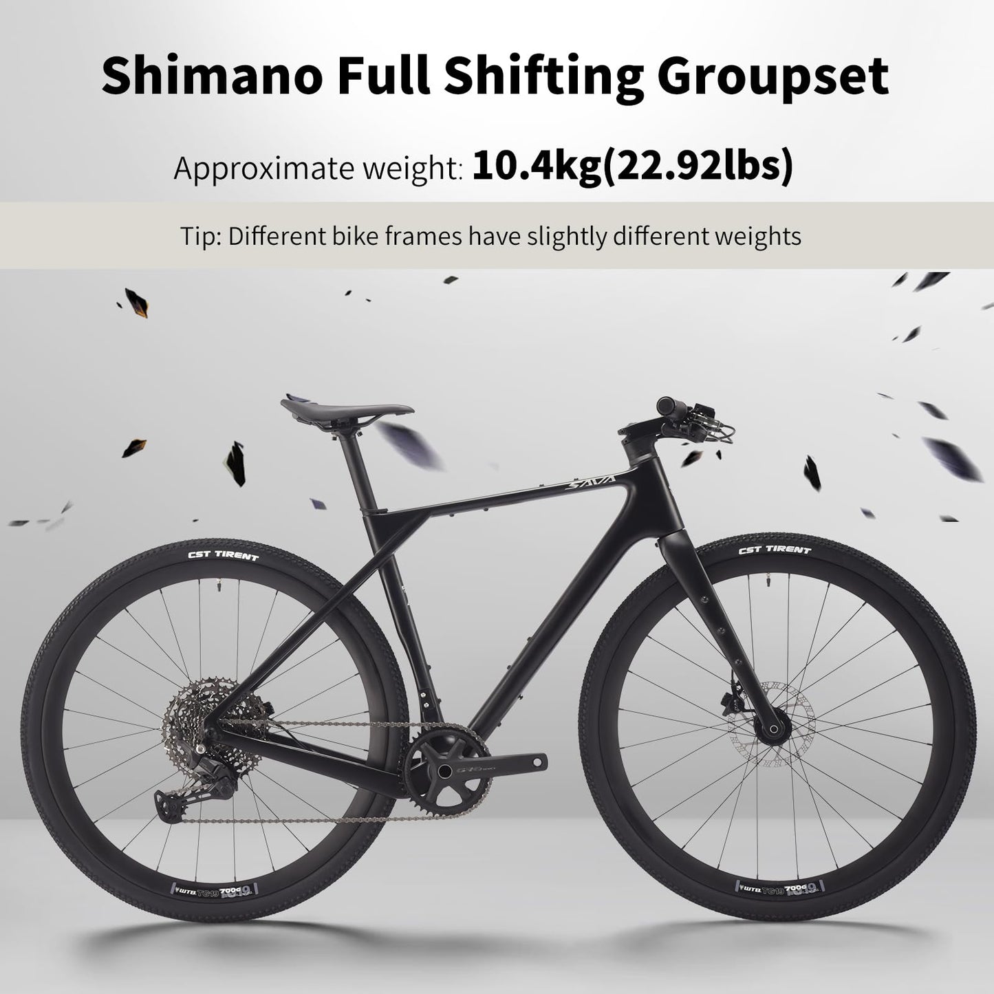 SAVADECK Carbon Gravel Bike - T800 Carbon Frame & Fork | Shimano U6000 11-Speed Groupset | Hydraulic Disc Brakes | 700CX40mm All-Terrain Tires | Men & Women Road/Off-Road Bicycle (Black, 53cm)