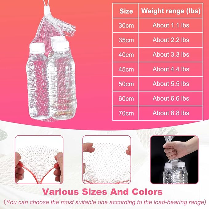 uxcell 100PCS Reusable Mesh Produce Bags, 17.7 Inches Egg Hatching Bags Washable Breathable Fruit Net Stretchable Mesh Netting Storage for Seafood Vegetable Onion Grocery Shopping, Red