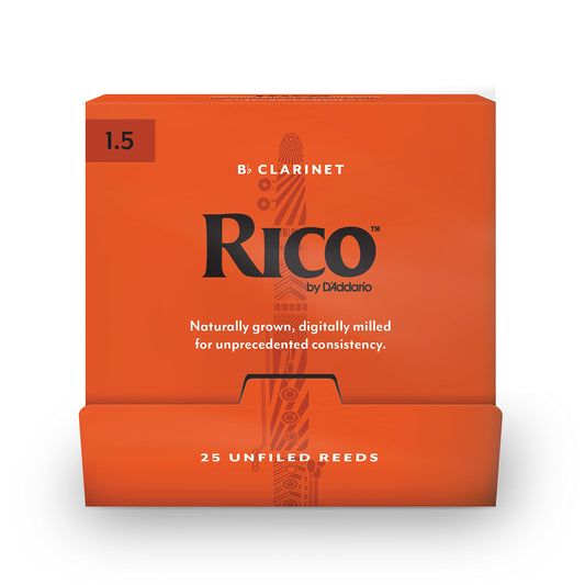 DAddario Woodwinds, Rico Bb Clarinet Reeds, RCA0115-B25, Strength 1.5, Individually Sealed, 25-pack