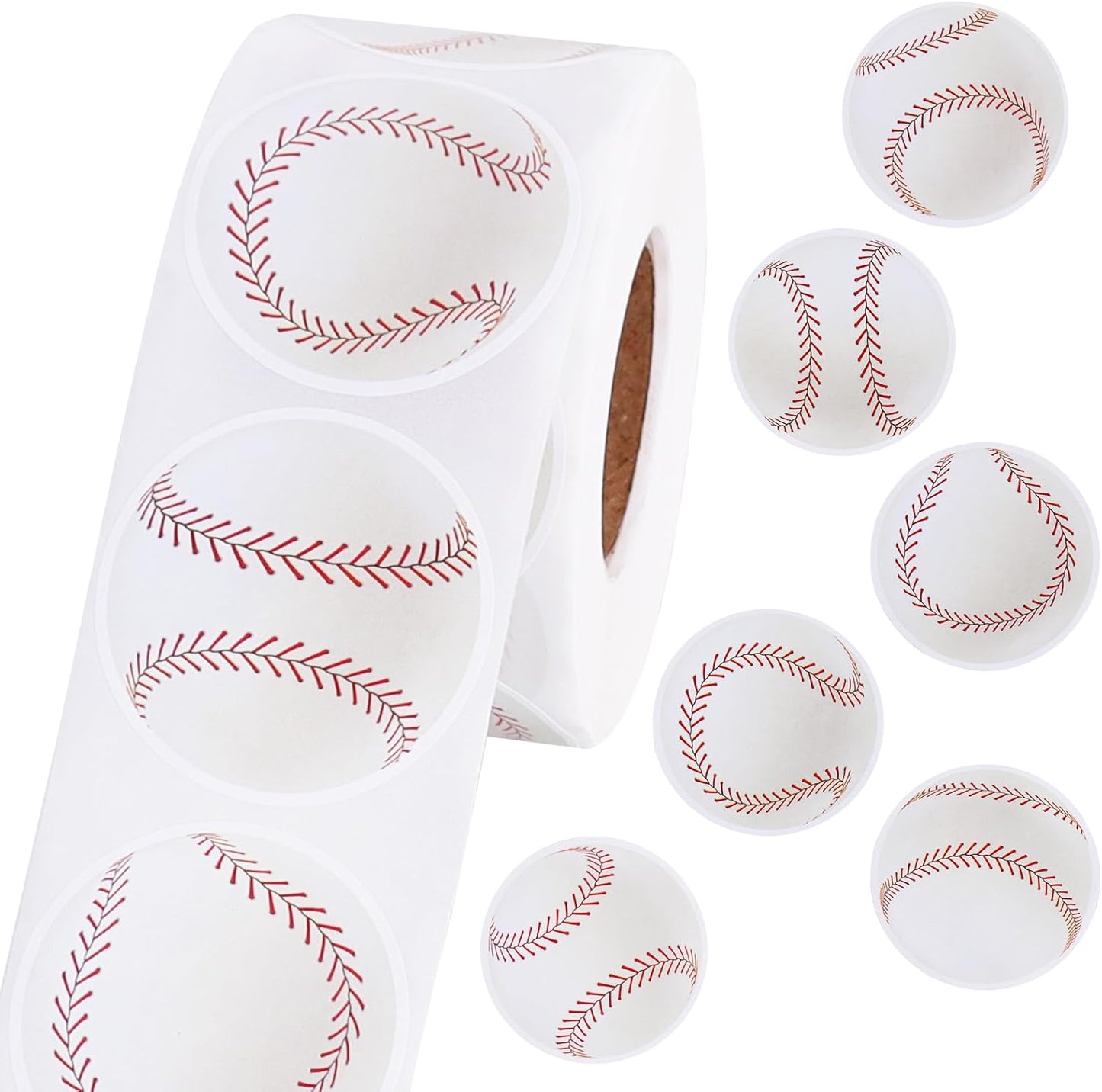 Vuzvuv 600 Pcs Baseball Stickers for Gift Bag Envelope Seal,Self-Adhesive Sports Ball Sticker Labels Roll for Home School Baseball Themed Party Decor