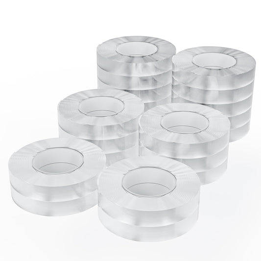 SUTOUG 20 Rolls Double Sided Tape, Nano Tape, Transparent Adhesive Tape, Traceless Adhesive Tape, Removable, Washable, Reusable, Suitable for Carpets, Photo Walls, 9.85 Feet Per Roll