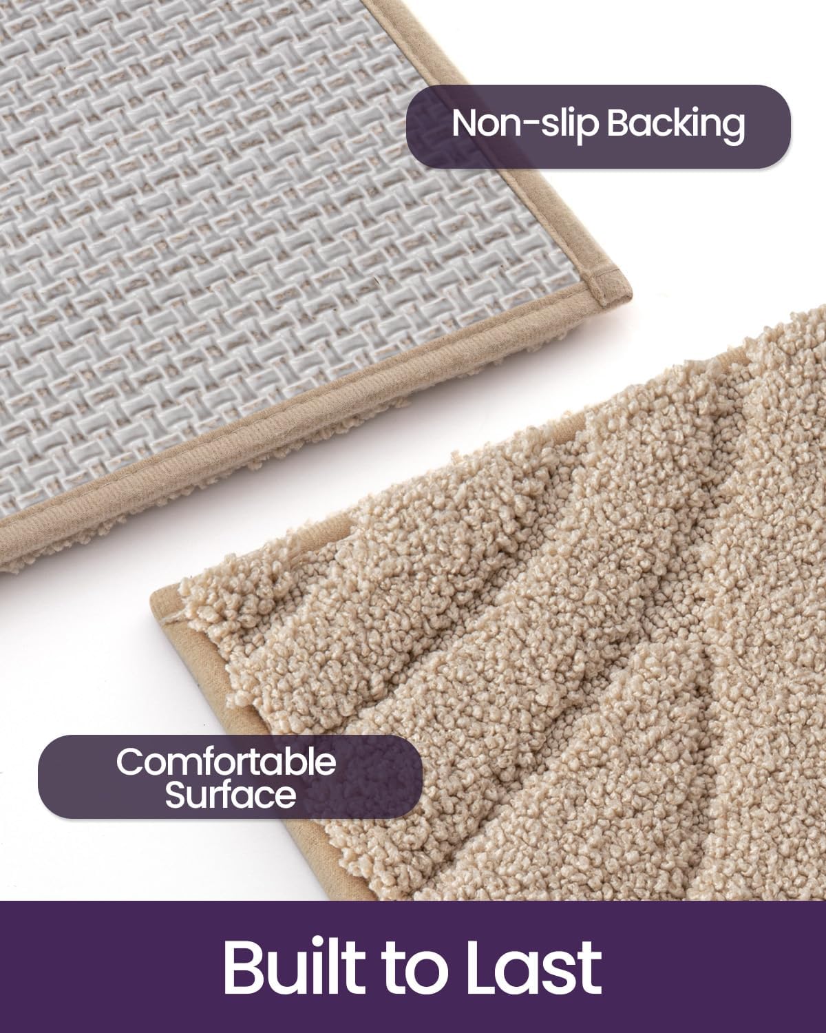 DEXI Bathroom Rugs 24x43, Extra Soft Absorbent Bath Mat, Non Slip Bathmat for Bathroom Floor, Machine Washable Rugs for Shower Floor, Beige