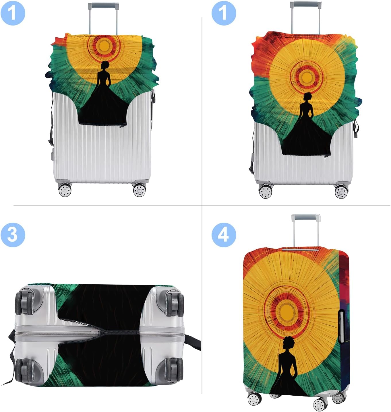Luggage Cover Washable Suitcase Protector Anti-scratch Suitcase cover Fits 20-34 Inch Luggage (Girl-2, L(28-30inch suitcase))