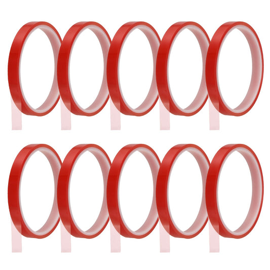 uxcell 10 Rolls Heat Tape, 10mm x 16m(52FT) No Residue High-Temperature Resistant Tape Heat Transfer Tape for Sublimation Electronics 3D Printing Soldering, Red
