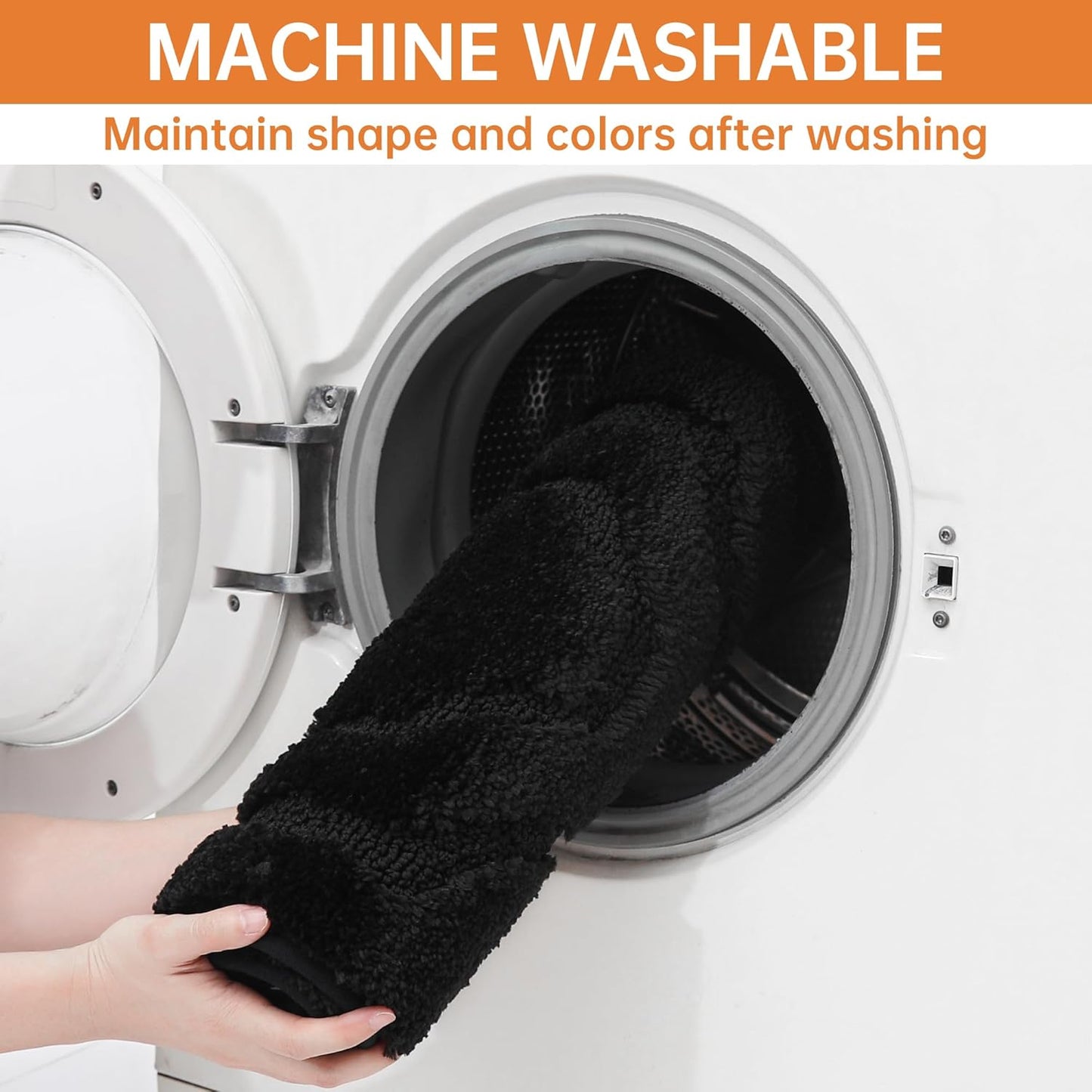 BEQHAUSE Bathroom-Rugs-Non-Slip-Bath-Mats for Bathroom Soft and Absorbent Polyester Microfiber Black Bath Mat Machine Washable Shaggy Shower Mat for Bathrooms, Bathtub and Sink, 24" x36”