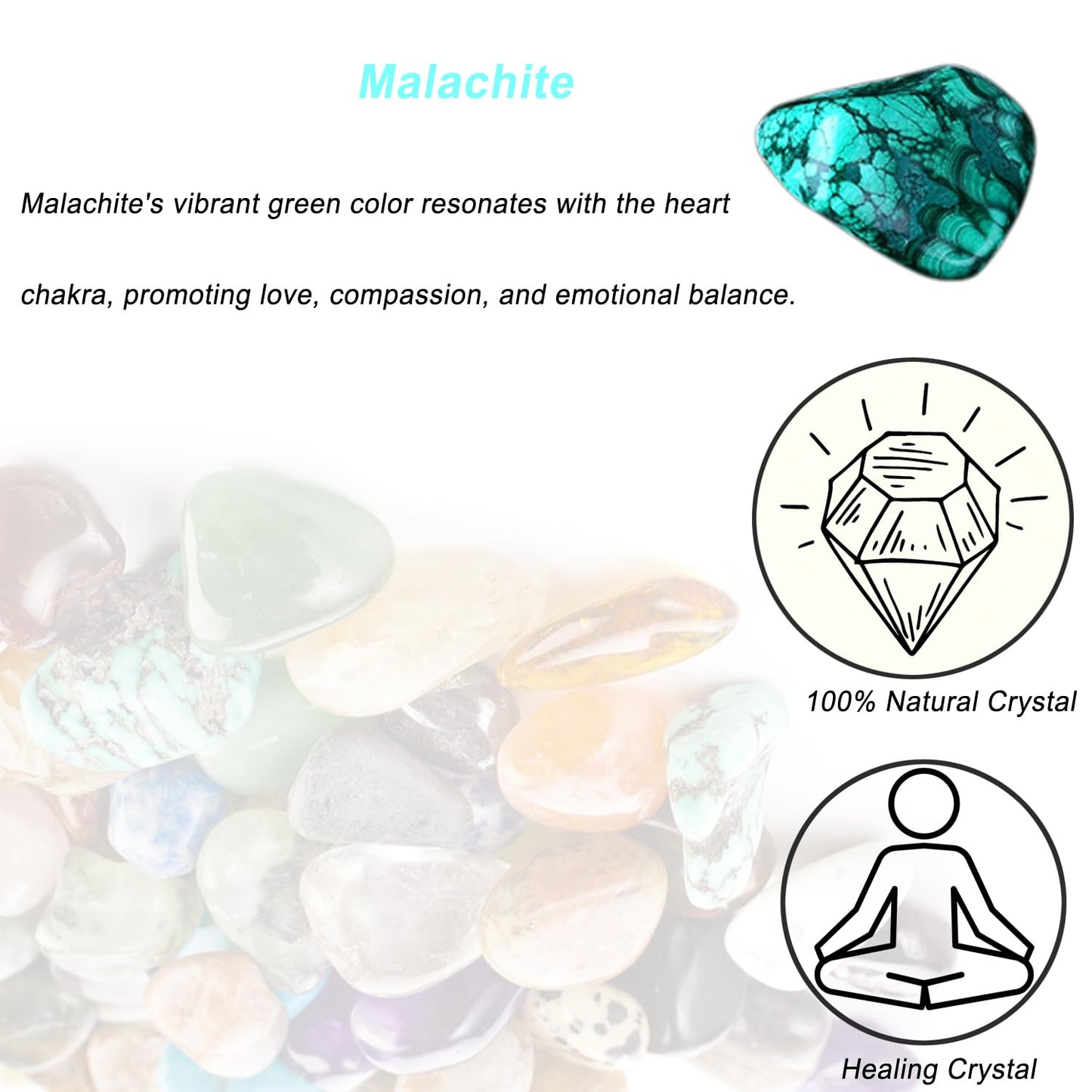 Erliway Malachite Healing Crystal Stones, 1.25-2.0" Large Reiki Healing Gemstones Natural Tumbled Polished Stones for Energy Witchcraft Therapy Meditation