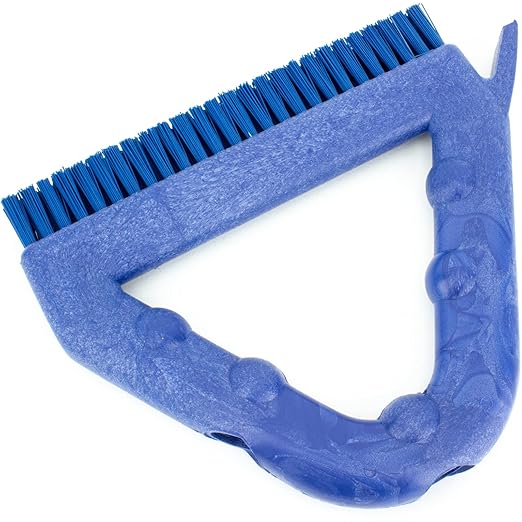 SPARTA Plastic Commercial Grout Brush, Triangle-Shaped Scrub Brush with Scraper and Two Threaded Holes for Attaching Handle (Sold Separately), 9 x 7 x 7 Inches, Blue, (Pack of 4)