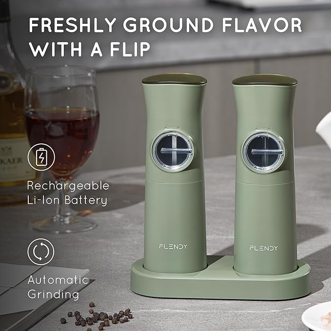 Gravity Electric Salt and Pepper Grinder Set Rechargeable, Automatic Salt and Pepper Grinder Set with USB C Charging Base, Gravity Salt and Pepper Shakers Set Electric