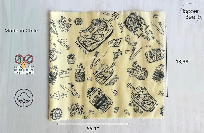 Reusable Beeswax Wrap Roll – Cotton, Plastic-Free Food Storage Alternative – Wrap Made by Women in Chile Grey Nuts